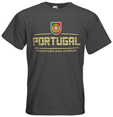 Portugal EM 2016 Fanshirt T-Shirt Trikot (Graphit, XXL)