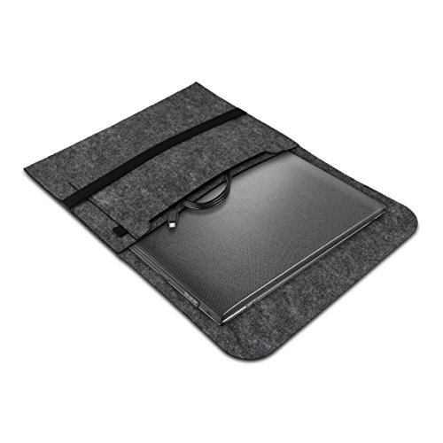 kwmobile Laptoptasche Filz Sleeve für Lenovo G50-70 – Notebook Tasche Schutzhülle Laptop Case Hülle in Dunkelgrau mit Innentaschen - 2