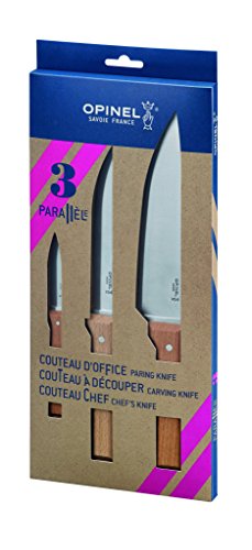 Opinel Erwachsene Messer-set Opinel Parallele Kochmesserset, rostfreier Sandvik-Stahl, Chef-, Tranchier- und Allzweckmesser, Buchenholzgriff, Keine Angabe, Keine Angabe, 254354