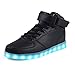Produktbild SAGUARO(TM) 7 Farbe High-Top USB Aufladen LED Leuchtend Sport Schuhe Sportschuhe Sneaker Turnschuhe für Unisex-Erwachsene Herren Damen Size 40 Schwarz