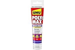 Pegamento UHU Poly Max High Tack Express® Transaparente | Sellador y Adhesivo de Montaje Extrafuerte, Pegamento Fuerte Para Todo | 115g, Pegamento Transparente