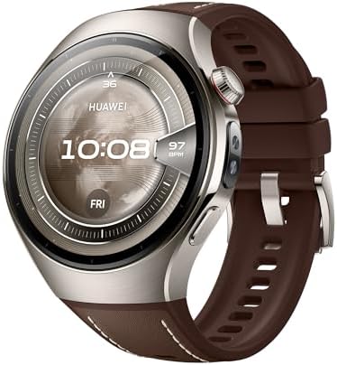 HUAWEI WATCH 5, 46mm Smartwatches, Tecnologia Multi-sensing X-TAP, SpO2 dal Polpastrello, Health Glance, eSIM, con App ECG, HRV, 30 mesi di Garanzia, Android e iOS, Marrone