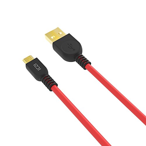 ICZI Cavo Micro USB Carica Rapida [ 5 Pezzi: 0.3m Ã— 2 + 1m Ã— 2 + 1.8m Ã— 1 ], Connettori Placcati in Oro, Cavi per Trasferimento Dati e Ricarica per Android, Huawei P10 Lite/P8 Lite 2017, Serie Samsung Galaxy J, HTC, Nokia, LG, Kindle ed altri - Rosso
