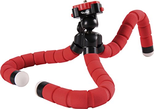 Rollei Monkey Pod - Treppiede da Tavolo Compatto e Flessibile, compatibile con DSLM, Fotocamere compatte, Actioncamera, Macchine a 360Â° e Smartphones, incl. Testa a sfera per rotazione a 360Â° - Rosso