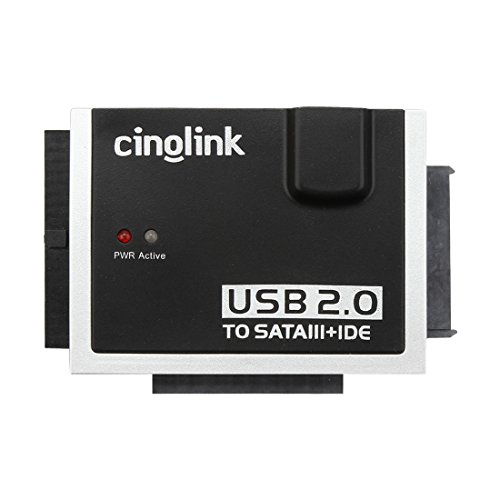 [GS/CE Certified Power Supplier] Cinolink® USB 2.0 to Sata and IDE Hard Drive Adapter Universal 2.5/3.5/5.25 Drives; with 3 Feet (0.9 Meters)USB 2.0 Cable …