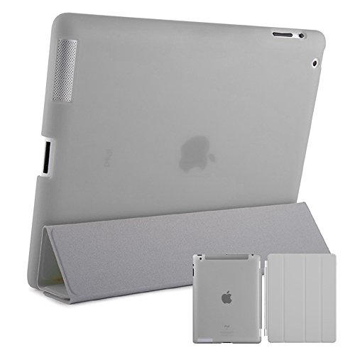 doupi® Smart Cover für iPad 2 3 4 mit Smart An/Aus Funktion Etui Schutz Hülle Kunstleder Schutzhülle Ständer Tasche grau