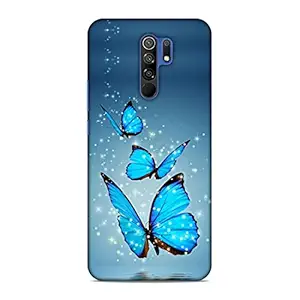 Lucent Crafts Premium Lovely Beautiful Slim Lightweight Shock Proof Hard Back Case Mobile Cover for Xiaomi Redmi 9 Prime (Sizzling Amazing Butterflies Girl Girlish 3D Printed)