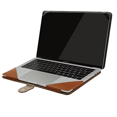 MOSISO MacBook Pro 13 PU Leder Hülle 2016, Buch Folio Stand ärmelabdeckung mit klaren Trägern an den oberen Ecken für NEUESTE MacBook Pro 13 Zoll (2016 Freisetzung) A1706 / A1708 mit/ohne Touch Bar and Touch ID, Hellbraun - 4