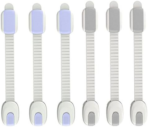 Adjustable Child Safety Locks, Latches to Baby Proof Cabinets Appliances, Extra 3M Adhesive Included, Easy Install, No Tools Needed, 6 Pack