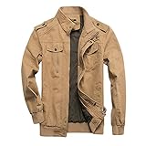Material: Baumwolle GWELL Herren Jacke Fliegerjacke Übergangsjacke Bomberjacke Militär Piloten Jacket für Winter Herbst Frühling Große Größen Khaki-1 EU 2XL