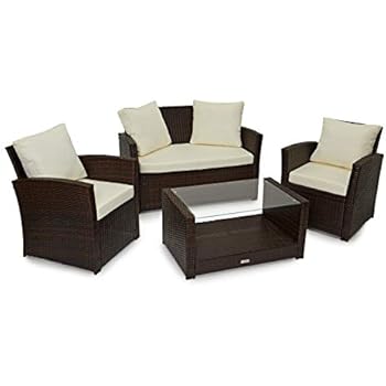 Abreo Garden Rattan Furniture Patio Set 4 Seater Outdoor Conservatory