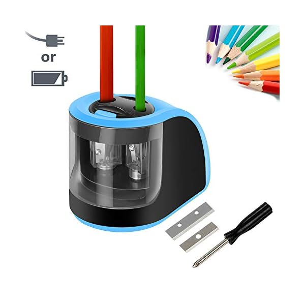 Pencil Sharpener,Upeffeet Convent Electric Automatic Pencil Sharpener 2 Diameters Holes Coal Coloured Pencils for Drawing 2-Way Powered For Classroom Office Outdoor Paint Sketching