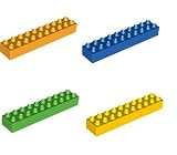 LEGO DUPLO - 4 seltene grosse Steine mit 2x10 Noppen - je 1 in 4 verschienden Farben - 20 Noppen-Steine - Neuware ohne Original-Verpackung. - Duplo