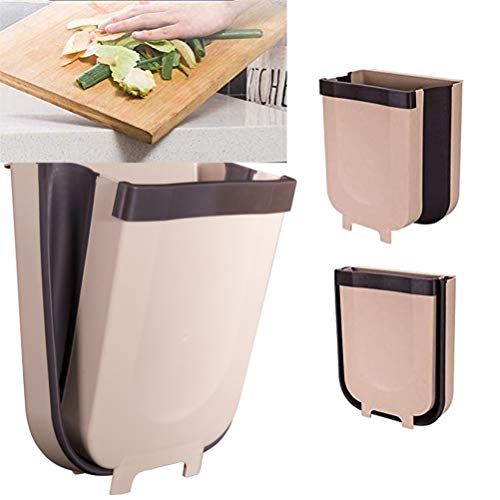 Contenedor de basura colgante, Contenedor de basura plegable montado en la pared Contenedor de basura de cocina 9L Gran capacidad para BKitchen Gabinete de basura athroom Dormitorio del baño Baño
