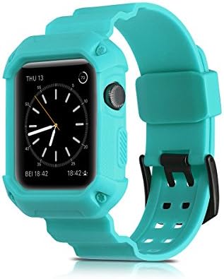 Dassions Apple Watch Band, Luxury Stainless TPU 360° full coverage Quick Replacement Strap with Adjustable Buckle for iWatch Strap/Apple Watch Series 3/ Series 2/ Series 1 (42mm, Teal)