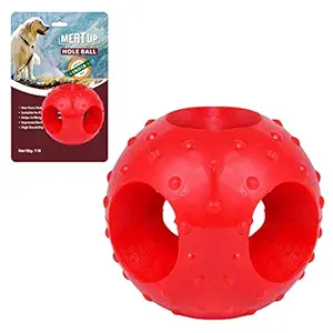 Meat Up Non-Toxic Rubber Hole Ball Chew Toy, Puppy/Dog Teething Toy - 3 inches