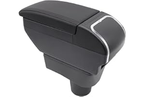 KAERGK Doppelschicht Armlehne Box Für Mitsubishi Mirage Attraction Space Star 2014-2023 Mittelkonsole Aufbewahrungsbox mit Cup Halter Armlehne Zubehör Schwarz