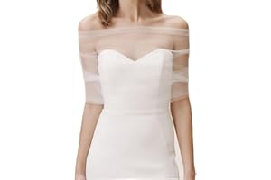 MAYJOYDIY White Tulle Shawls Detachable Tulle Polyester Shawls Fashion Bridal Capelets Evening Dress Accessories for Bride Bridesmaid Wedding Clothing