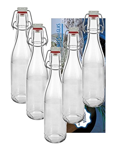 10er Set Bügelflaschen Bügelflasche Glasflaschen 330ml mit Bügelverschluss zum Selbstbefüllen inklusive einem Einfülltrichter Durchmesser 5 cm Vitrea
