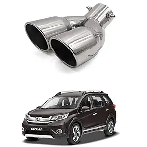 Oshotto Stainless Steel SS-011 Car Exhaust Dual/Double Pipe Muffler Silencer Cover Compatible with Honda BRV/Mobilio (Chrome)