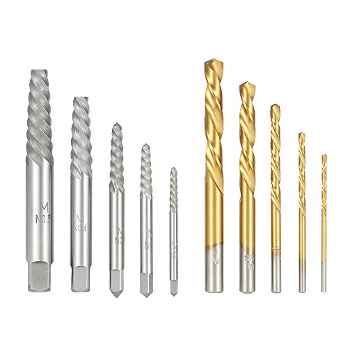 KKmoon 10.tlg Cobalt Linke Hand Bohrer/ Gebrochene Bolt Beschädigte Schraube Extractor Set, Verschiedene Größen mit Metallgehäuse - 2