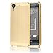 Produktbild HTC Desire 530 Hülle,Sunroyal Ultra-dünne Metallgehäuse Hybride Alurahmen Rückwandplatine Schutzhülle,Luxus Gold Metal Frame Aluminium Metal Bumper Gehärtetem Glas Back Cover Stoßfest Kratzfeste Handy Schutzhülle Tasche Case für HTC Desire 530-Gold
