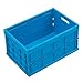 Produktbild WALTHER Faltbox aus Polypropylen - Inhalt 40 l, ohne Deckel - blau - Faltbox Klappbox Lagerkasten Stapelkasten aus Kunststoff Transport-Behälter Transportkiste aus Kunststoff Stapelkisten