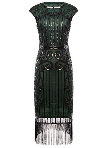 green emerald velvet dress Amazon.com: FAIRY COUPLE 1920s Sequined Embellished Tassels Hem Flapper  Dress D20S002(M,Green Black) : Clothing, Shoes & Jewelry