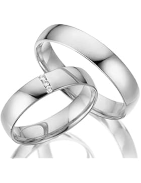 2 x Trauringe 925 Silber PAARPREIS AG.13.V2 mit Swarovski Crystal und Gravur Verlobungsringe Günstige Eheringe...