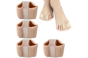 GRANVOO 4 Piezas Separadores de Dedos de Juanetes, Separadores de Dedos de Los Pies Gel, Corrector Dedos Pies Garra, Separadores de Dedos de Gel con 2 Bucles para Aliviar la Presión del Pie (L)
