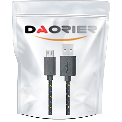 DaoRier Micro USB Kabel 2m Handy Ladekabel USB A Stecker auf Micro USB Metallstecker Nylonmantel Nylon Geflochtenes für Android Smartphones Samsung Galaxy Huawei Schwarz - 9