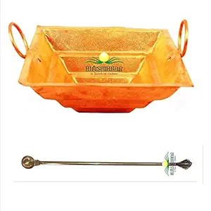 UK Hub Copper Havan Kund With Spoon (3 x 2 x 30 cm, Copper)