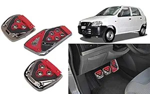 Selifaur - 3 Pcs Red Non-Slip Manual Car Pedals kit Pad Covers Set for Alto