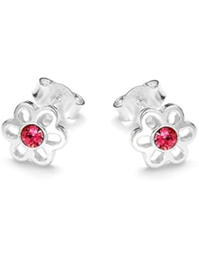 butterfly Mädchen Ohrstecker Sterlingsilber 925 rosa Swarovski Elements original Blume Satin-Beutel, originelle...