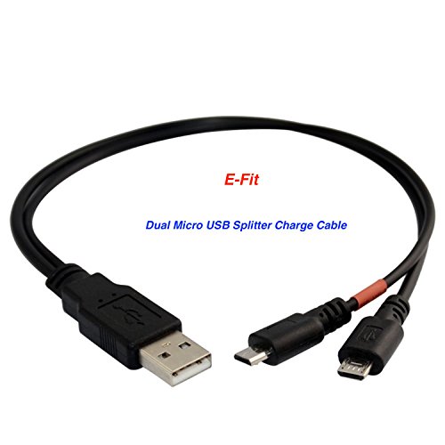 e-fit Dual Micro-USB-Splitter Ladekabel, einem USB-Port für zwei Micro-USB-Geräte, 1 zu 2 Y Kabel. One für Laden und Daten synchronisieren