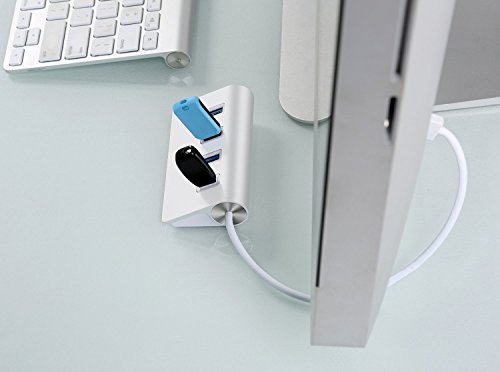 USB 3.0 4-Port Hub Compact ULTRICS @ Aluminiumgehäuse, geschirmtes Kabel mit 5 Gbps Übertragungsgeschwindigkeit für iMac, MacBook Air, MacBook Pro, MacBook, Mac Mini, PCs und Notebooks - 4