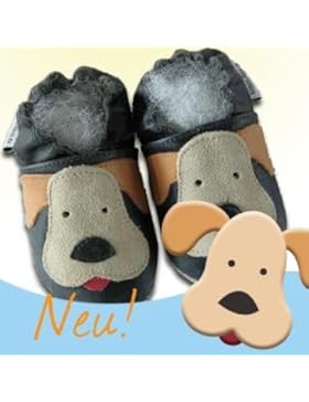 BabysLove Gr. S Krabbelschuhe Hund Babyschuhe Baby Krabbelpuschen Lauflernschuhe Leder