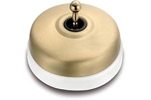 Fontini 60308592 Conmutador Porcelana Blanca Carcasa Dorado Satinado, Manecilla Dorada