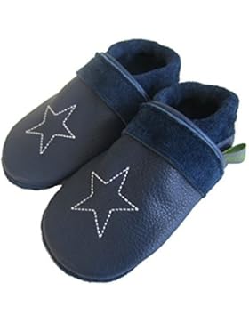 Nilsson´s® Lederpuschen Jungen One Star Dunkelblau hergestellt in Deutschland pflanzlich gegerbt Krabbelschuhe...