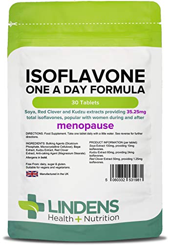 Lindens ISOFLAVONE UNA AL GIORNO FORMULA ( soia Compresse 30 Confezione UK produttore adatto per vegani e vegetariani
