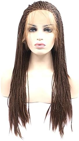 DAYYN 75CM Woman Wig Chemical Fiber Little Braids Hand-woven Front Lace Realistic Wig Sets Brown
