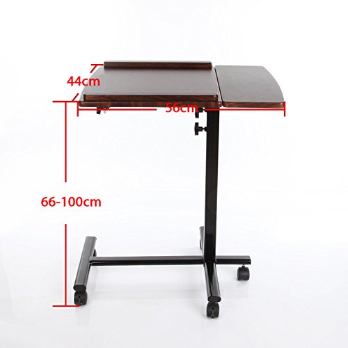 VECELO Laptop-Tisch höhenverstellbar mit Rollen für Notebook (Größe A) - 4