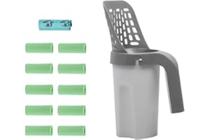 Lusacy Paletta per Lettiera Gatto, Pala per Lettiera per Animali Domestici, Paletta per Lettiera Gatto con Supporto, con 11 Rotoli di Sacchetti per Rifiuti