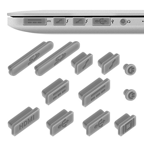 kwmobile 12in1 Set: 12er Staubschutz Set für Apple MacBook Pro 13″ 15″ Retina / Air 11″ 13″ (ab Mitte 2011) – Staubschutz Stecker Zubehör Dust Plug in Silber - 5