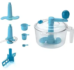 Gajdant Mart Plastic 3 in 1 Chop & Churn Manual Automatic Atta Roti Dough Maker with Measuring Cups for Home and Kitchen - Color As Per Availability