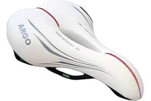 CUCUBA Selle Montegrappa avec trou anti-prostatique pour vélo de course de randonnée, cross et VTT en cuir synthétique modèle Argo blanc
