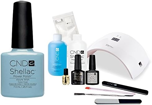 CND Shellac Starter Kit • WITH LED LAMP • Includes 1 Color • Top Base Coat + ALL THE ESSENTIALS - Colours From The Sweet Dreams Collection (Azure Wish)
