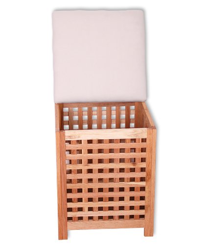 KMH®, Truhensessel / Wäschekorb aus geöltem Walnussholz (#205075) - 3