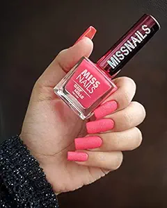 Miss Nails 15 Toxic Free Nail Color Matte Finish Sugar Matte Collection (8 ml) (Brink Pink)