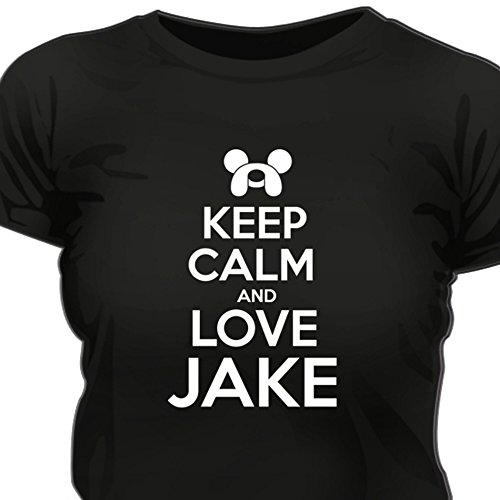 Creepyshirt - KEEP CALM AND LOVE JAKE - ADVENTURE TIME INSPIRED WOMAN T-SHIRT - XXL